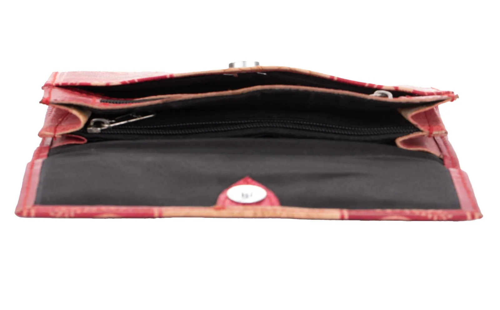 Shantiniketan Handcrafted Leather Medium Clutch Handbag with 4 Compartments - Stylish and Spacious