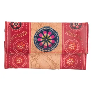 Shantiniketan Handcrafted Leather Medium Clutch Handbag with 4 Compartments - Stylish and Spacious