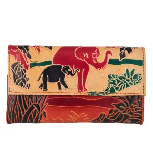 Shantiniketan Handcrafted Leather Small Clutch Handbag with 4 Compartments - 6x3.5 Inches