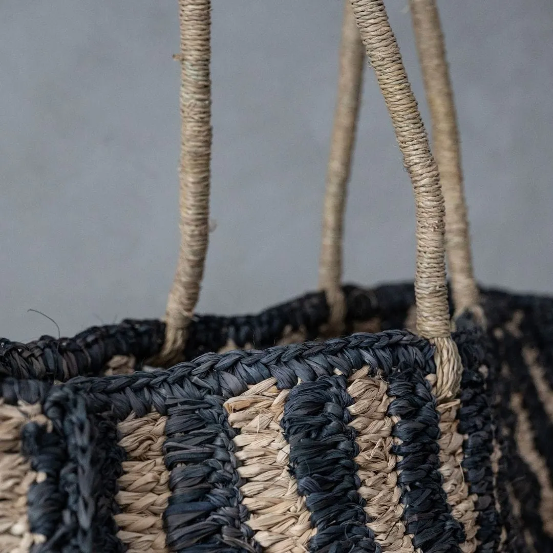 Sisal Tote Bag | Natural/Black 50x30cm