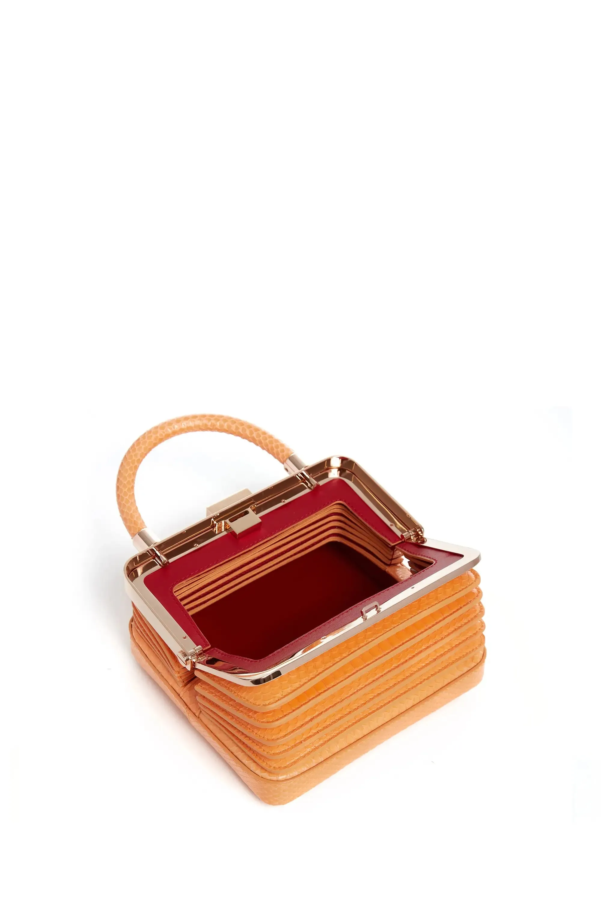 Small Diana Bag in Fluorescent Orange Snakeskin