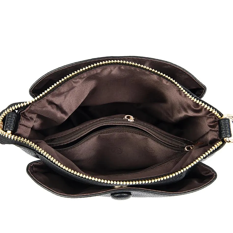 Soft Leather Crossbody Bags Mini Zipper Bucket Purses