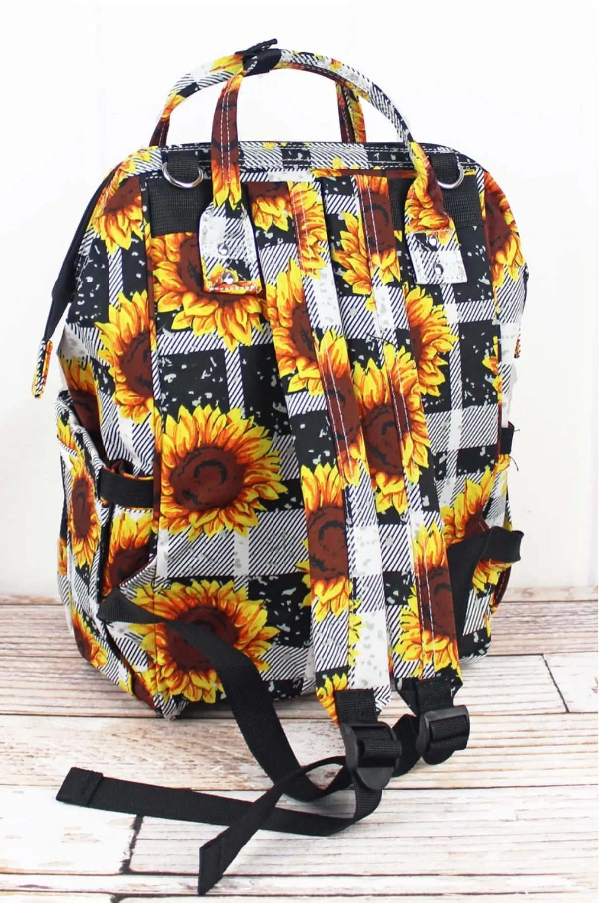 Sunflower Plaid Diaper Bag Back Pack (High Quality Canvas NGIL Brand)