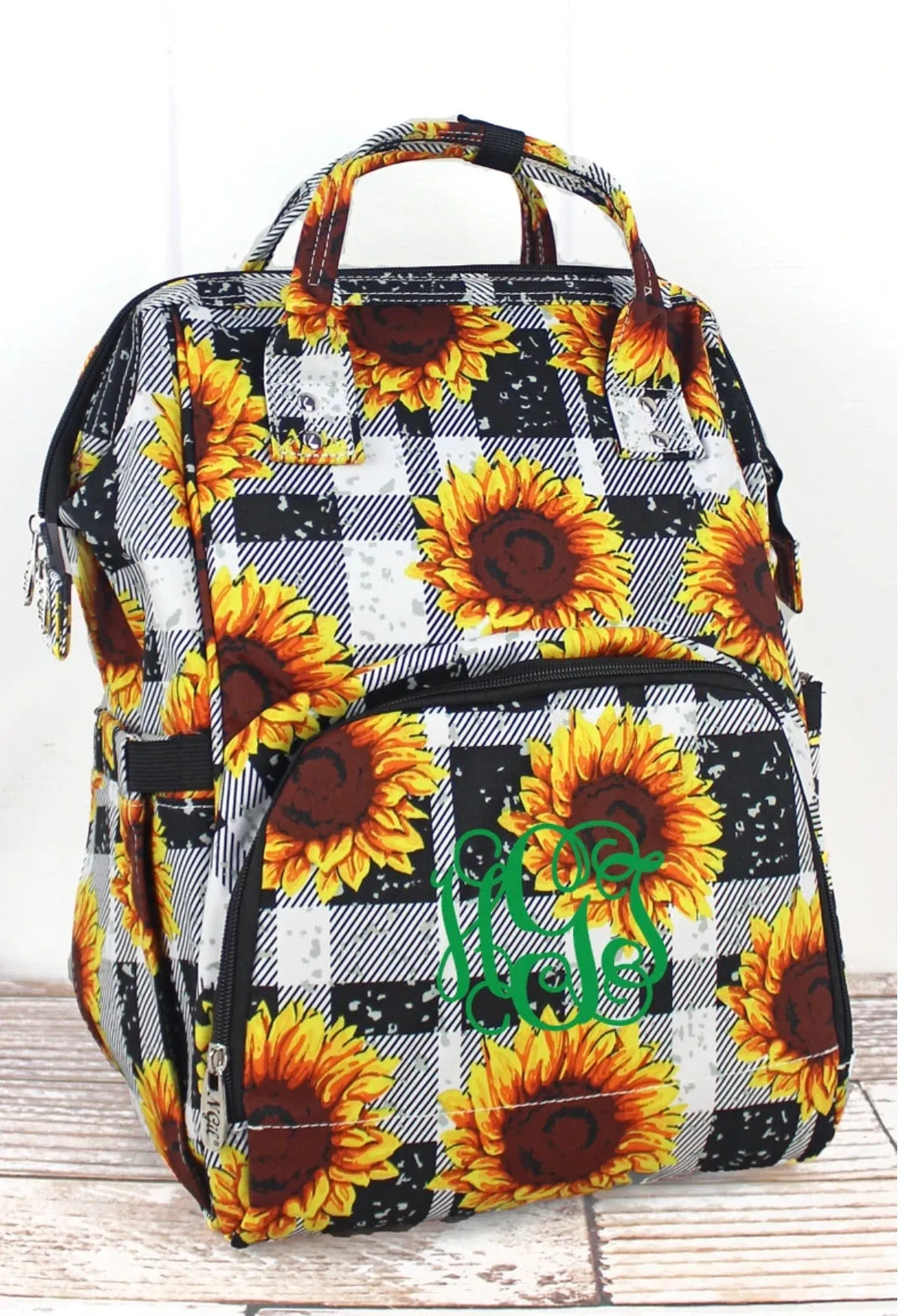 Sunflower Plaid Diaper Bag Back Pack (High Quality Canvas NGIL Brand)