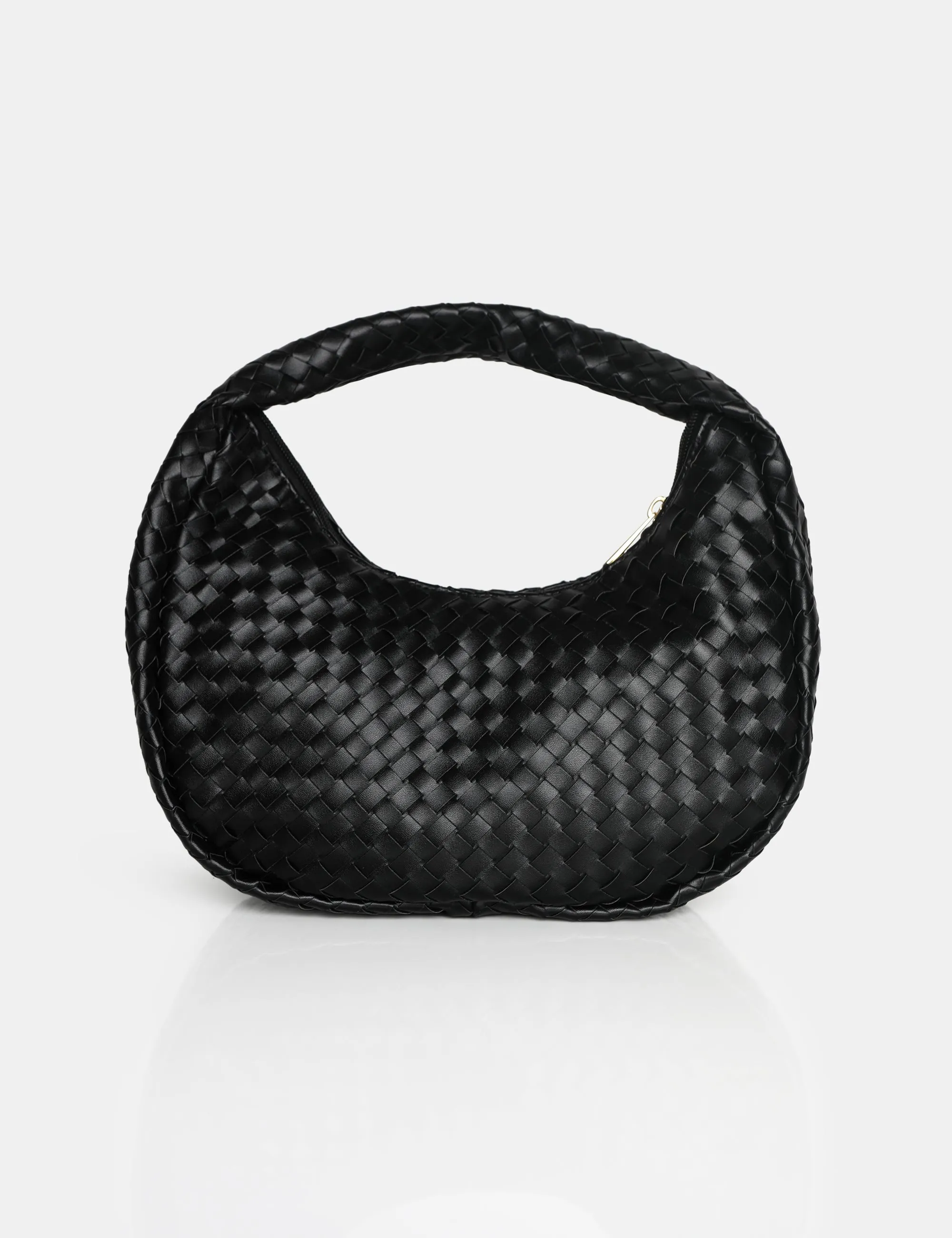 The Capsian Black Woven Pu Grab Bag