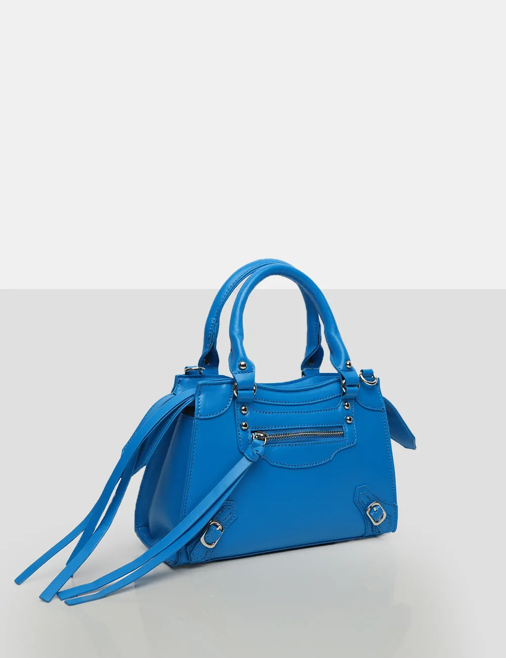 The Haven Blue Buckle Detail Medium Handbag