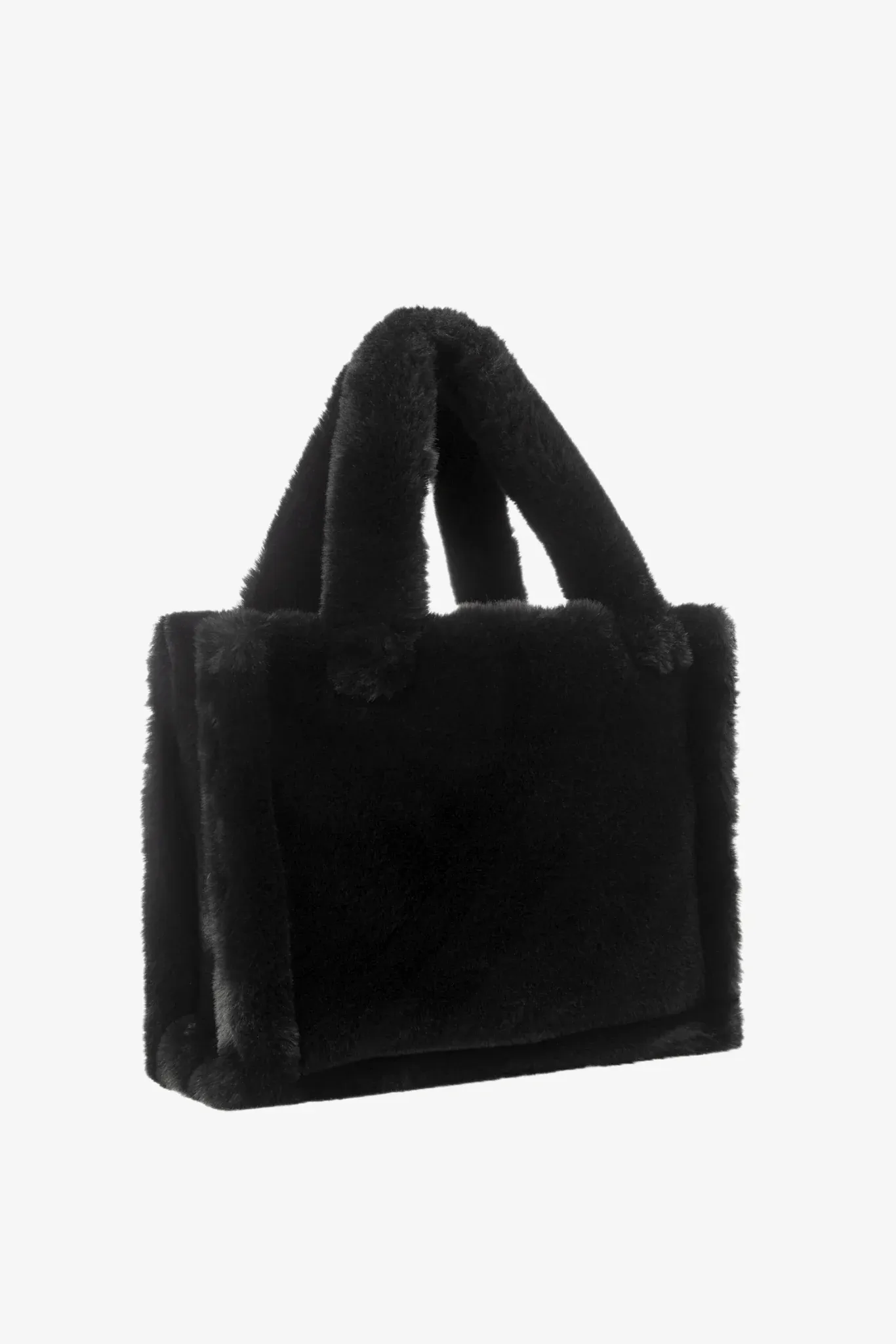 The Jade Black Faux fur Tote