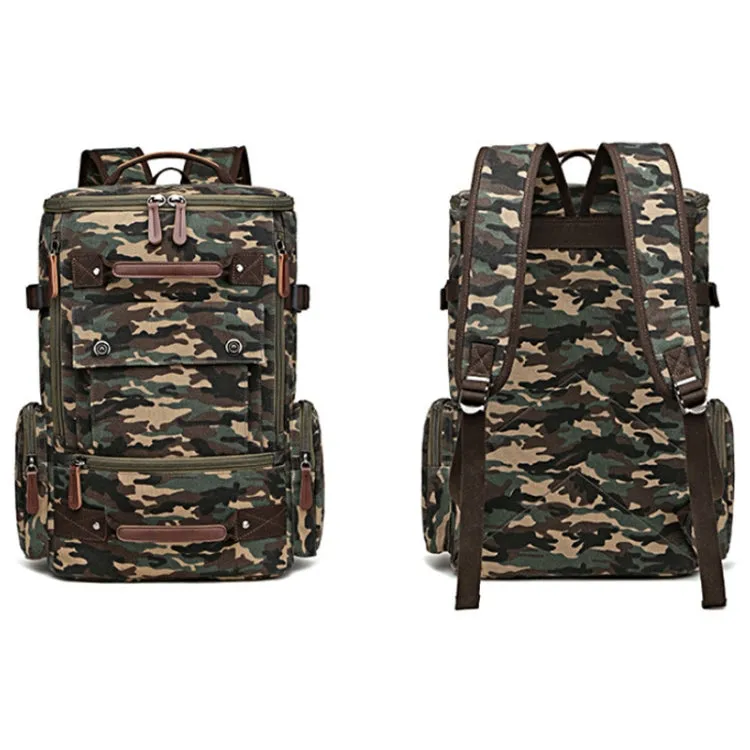 Travel Canvas Large Capacity Computer Backpack(Green Camouflage)