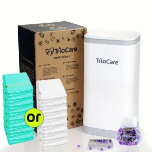 Triocare Odor Locking Diaper Pail White Lavender Scent 12 Month Refill Supply