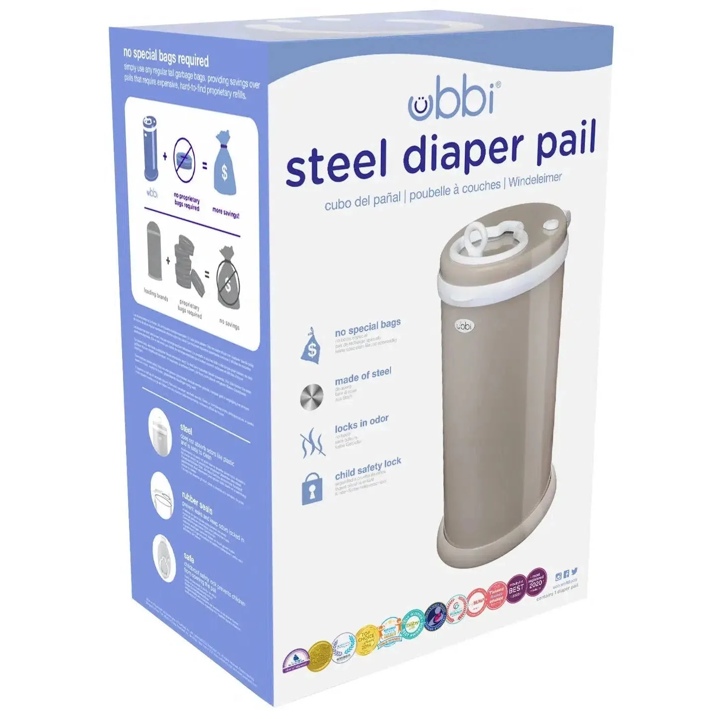 Ubbi - Steel Diaper Pail - Taupe