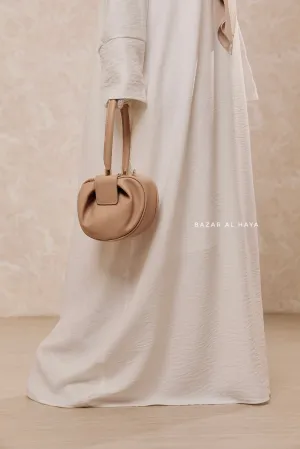 Unique Round Hand Bag In Beige