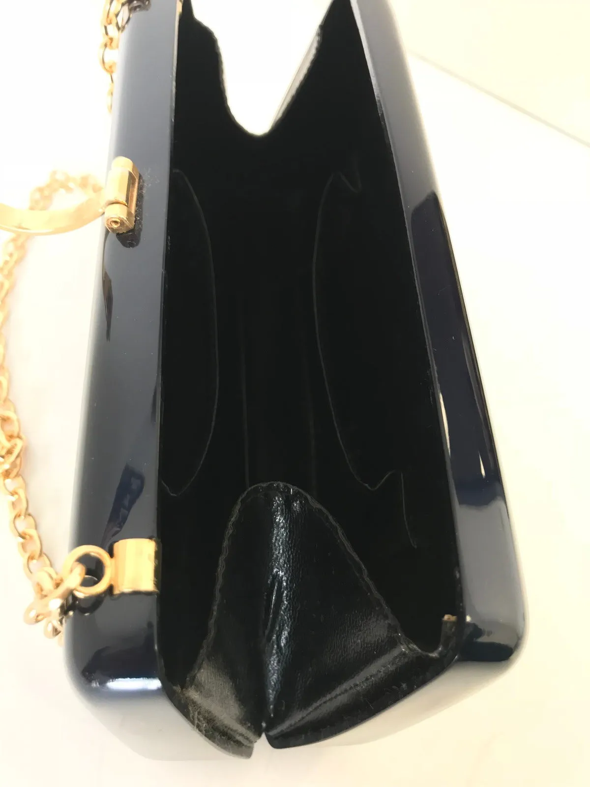 Vintage Lucite Structured Bag Navy Blue Classic Lucite Box Clutch Crossbody Shoulder Bag