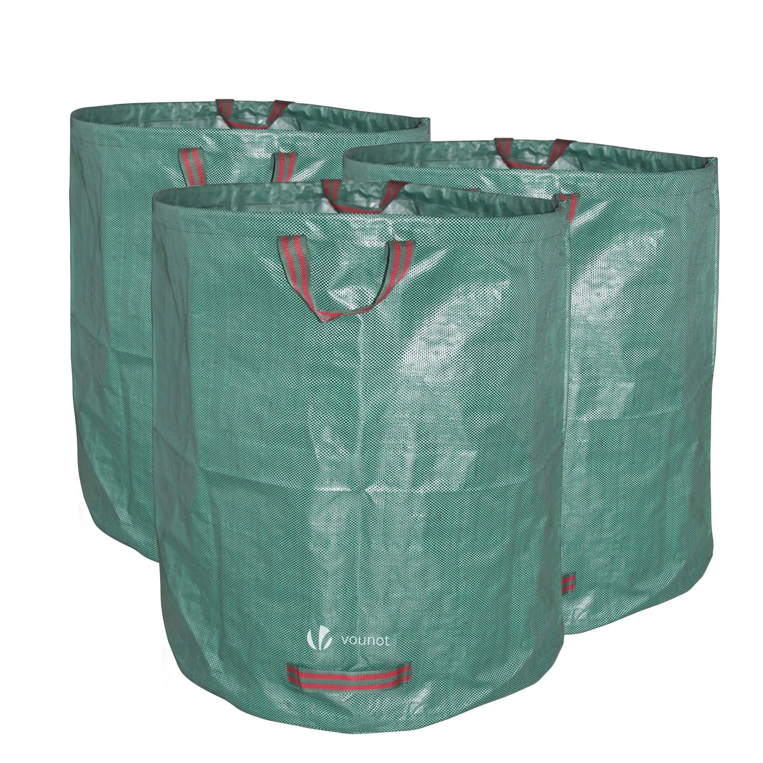 VOUNOT 272L Large Garden Waste Bags with Handles, Green, 3pcs