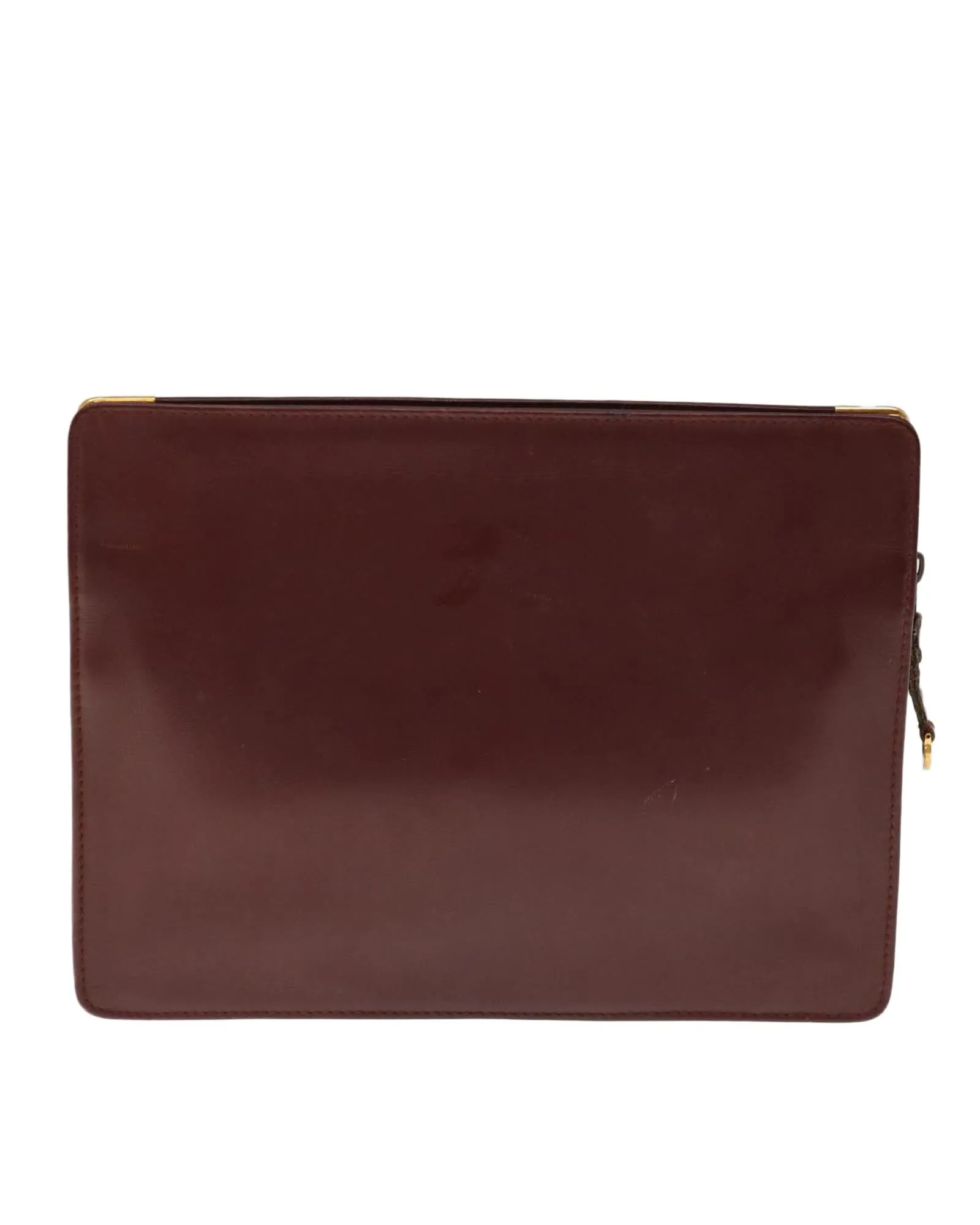 Wine Red Leather Clutch Bag